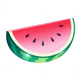 西瓜切片卡通风格插画