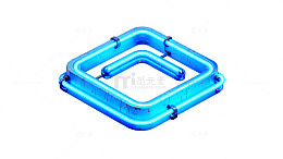 蓝色立体管道结构模型三维图