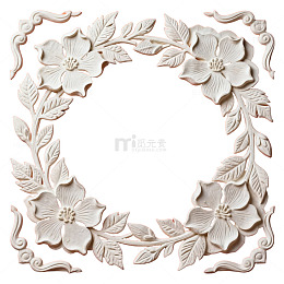 浮雕风格花卉装饰图案