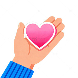 AI卡通爱心手掌插画