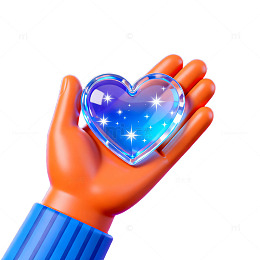 卡通爱心手掌握图