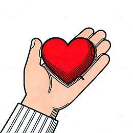 AI生成卡通爱心手势插画