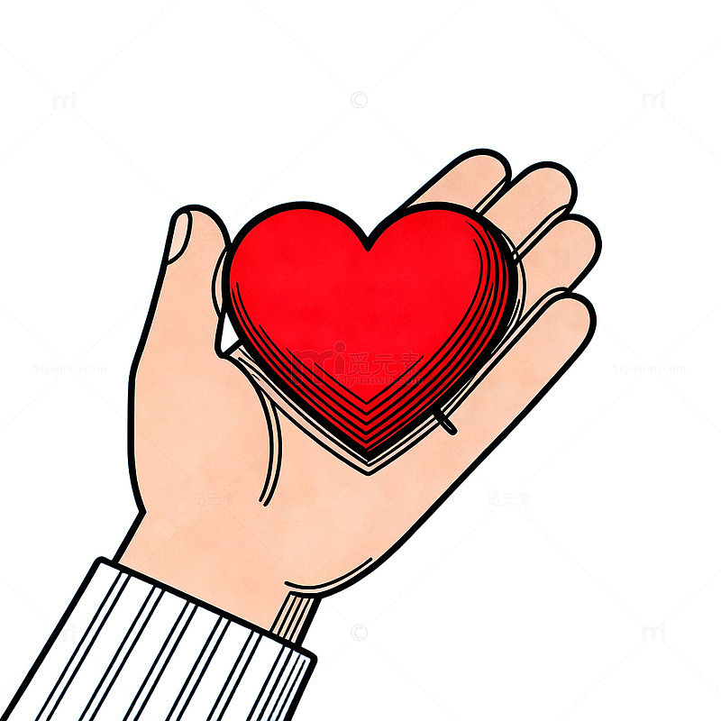 AI生成卡通爱心手势插画