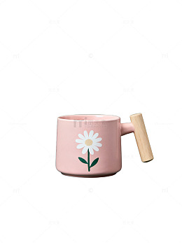 粉色花朵马克杯简约设计
