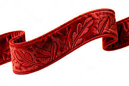 红色丝带装饰花纹特写