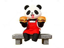 熊猫汉堡卡通形象