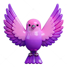 卡通可爱紫粉色小鸟模型