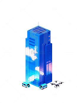 未来城市建筑科技插画