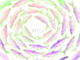 梦幻鱼群旋涡艺术插画
