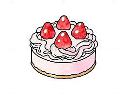 卡通风格草莓蛋糕插画
