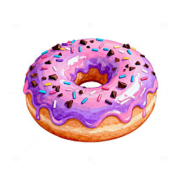 紫色甜甜圈插画素材