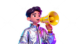 卡通人物喇叭宣传动画素材