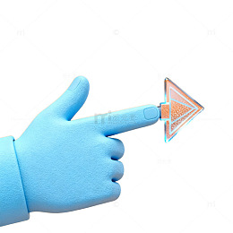 蓝色手模型指向玻璃三角体