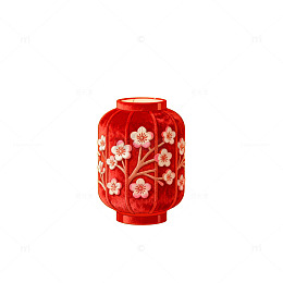 中国红花瓶插画设计素材