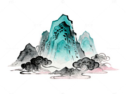 水墨山水画峰云景