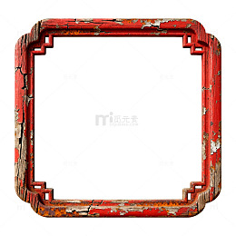 复古风红色漆框边框设计元素