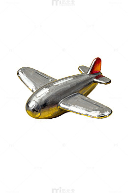 油画风格银色飞机装饰画