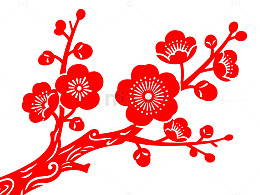 红色剪纸梅花艺术装饰图案