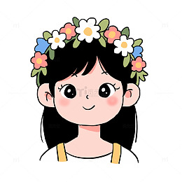 春天戴花环的女孩免抠元素