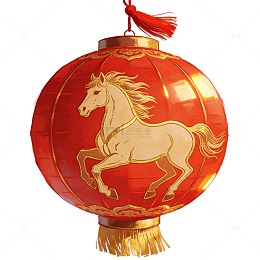 红色马形中国灯笼装饰