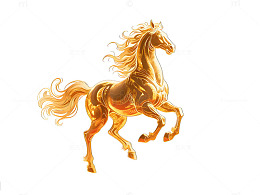 金色骏马艺术插画