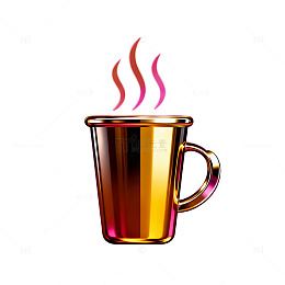 金色热饮杯卡通图片