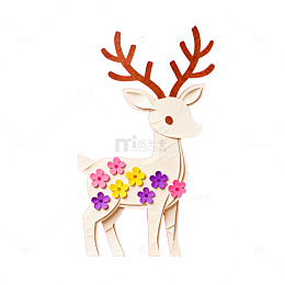 创意麋鹿剪纸装饰画