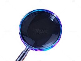 彩色边框放大镜科技感摄影图片