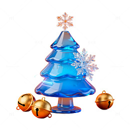 蓝色玻璃圣诞树创意装饰图