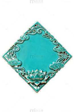 青绿雕花瓷盘艺术装饰