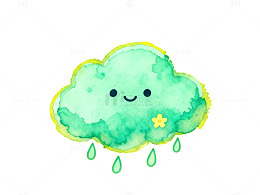 可爱卡通云朵雨滴插画