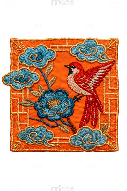 刺绣风格花鸟图案装饰画