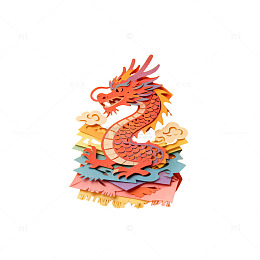 彩绘龙形剪纸艺术