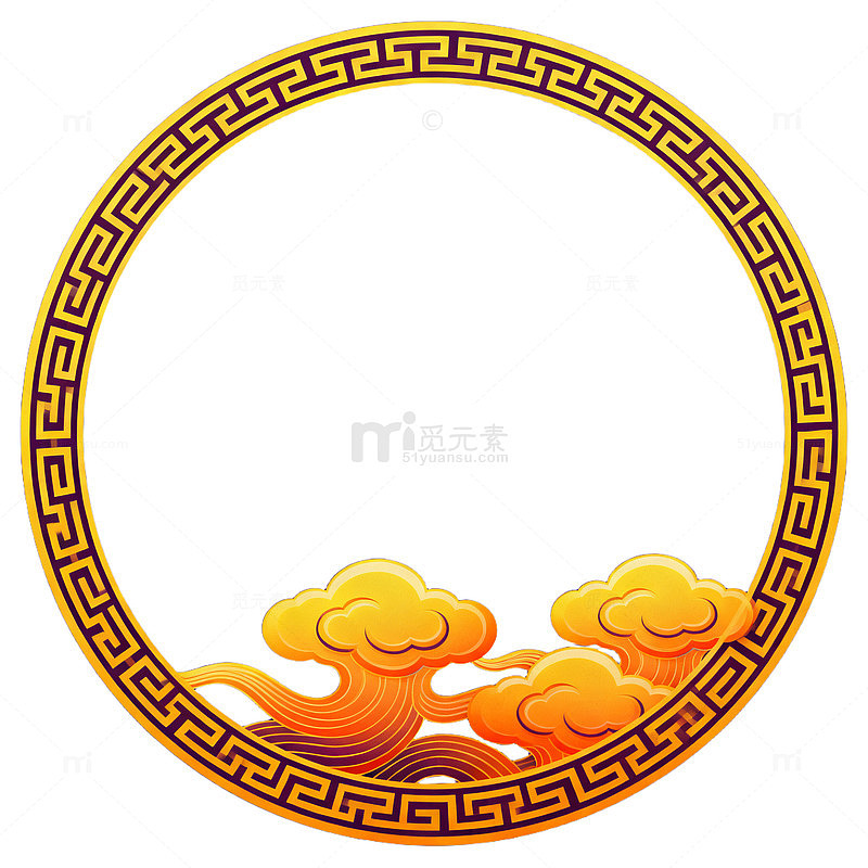 金色祥云古典边框图案
