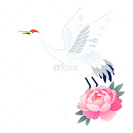 中式仙鹤牡丹装饰画