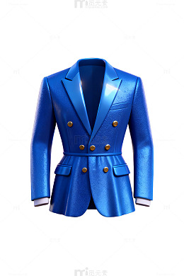 蓝色双排扣西装设计素材