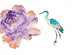 东方水墨花鸟画艺术插画