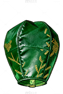 绿色皮革帽艺术插画