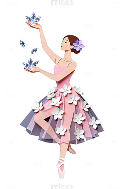 纸艺芭蕾女孩插画