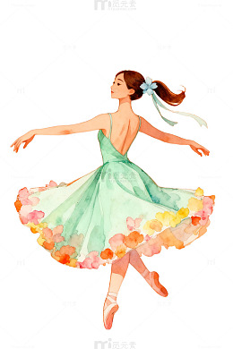 AI生成芭蕾舞女水彩画