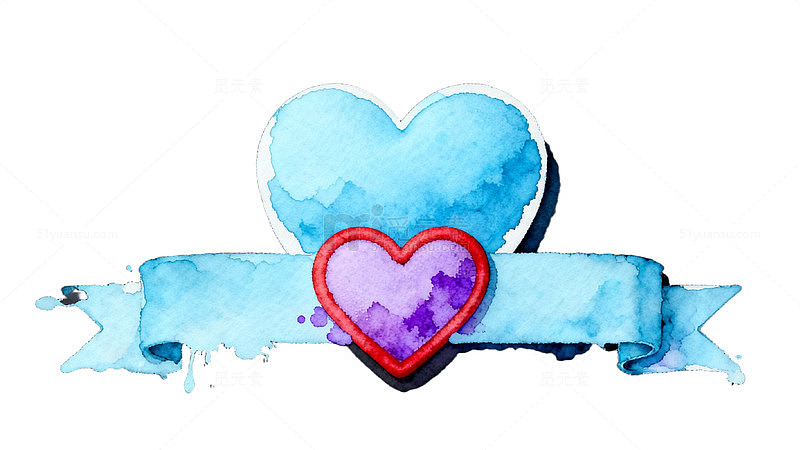 水彩爱心装饰图案设计素材