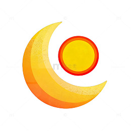 简约日月同辉图标设计
