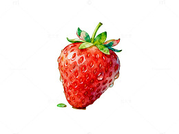 水彩草莓水果插画