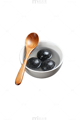 简约风格黑芝麻汤圆美食摄影