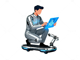 未来科技机器人插画