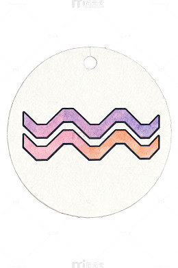 简约波浪图案圆形标签设计