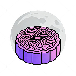 卡通月饼与月亮图案设计素材