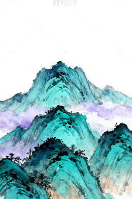 水墨山水画青山云雾