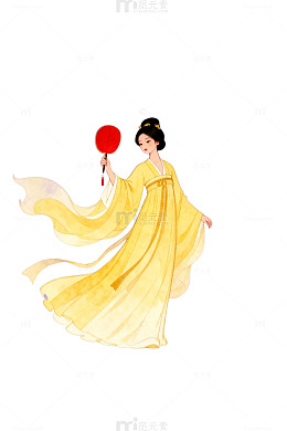 古风汉服女子灯笼插画