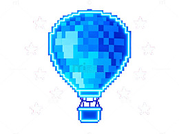 像素热气球梦幻背景图